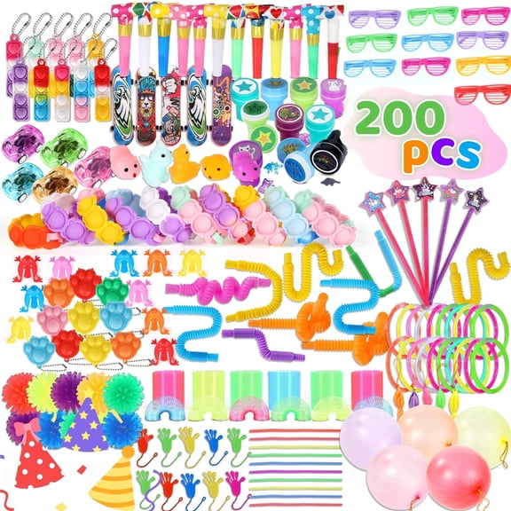 200 PCS Party Favors for Kids, Assorted Small Bulk, Goodie Bag Stuffers, Pinata Fillers, Treasure Box & Carnival Prizes, Birthday Gifts