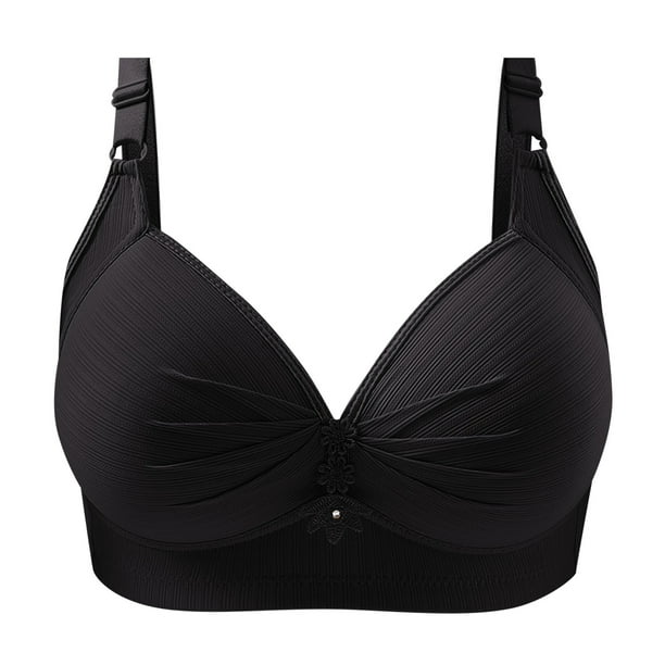 Gibobby Sujetadores deportivos para mujer, soporte cómodo, sin sujetadores con aros, Bralette de alambre cómodo, ropa interior para el día a día(Negro,44)
