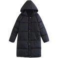 thumbnail image 1 of Abrigo largo liso negro, chaqueta ligera para mujer /XL negro XL, 1 of 5