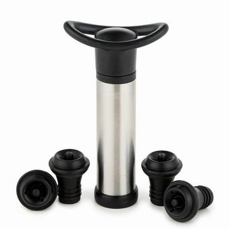 

Vacu Vin Wine Saver Pump With 4 x Vacuum Bottle Stoppers Stainless Steel New