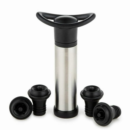 

Leke Vacu Vin Wine Saver Pump With 4 x Vacuum Bottle Stoppers Stainless Steel