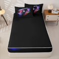 thumbnail image 4 of Castle Fairy Edgy Dirt Cycle Zipper Full Size Comforter Sets with Fitted Sheet and 2 Pillowcases for Boys,Color Smudge Design Zipper Bedding Set for Bedroom,Indigo Rose,4pcs,Black Reversible, 4 of 6