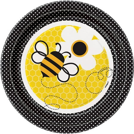 7" Bumble Bee Paper Dessert Plates, 8ct