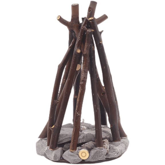 Small Size Tree Branch & Stone Warm Light, Creative Night Light, Simple Retro Decorative Handmade Tree Branch Shape, LED Burning Campfire, 3D Desktop Ornament for Homestays, Three Modes