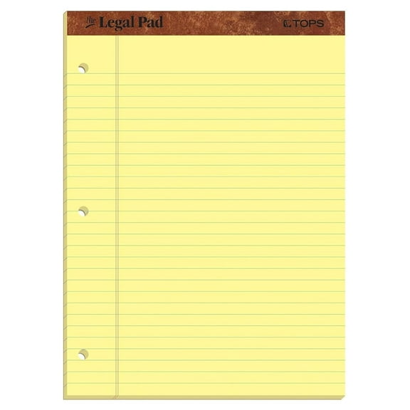 Legal Pads - 12 Pack - 8.5 x 11.75 Inch - Canary Yellow Legal Ruled Pads - 50 Sheets/Pad - 3 Hole Punched - Made in USA