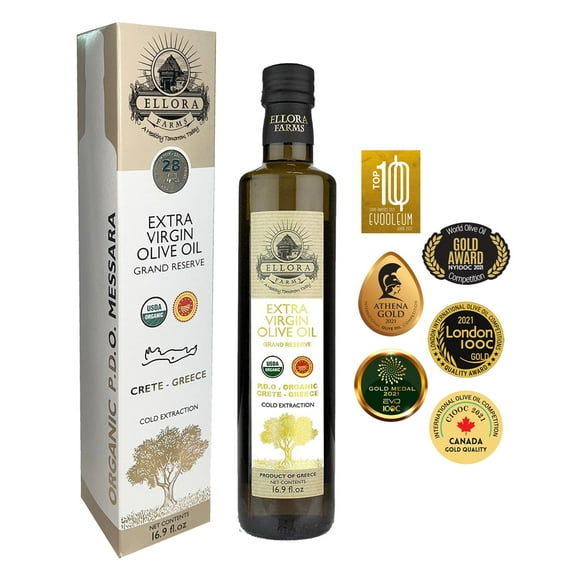 Ellora Farms Organic Extra Virgin Olive Oil, Certified Single Estate, First Cold-Press, 16.9 oz