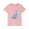 thumbnail image 3 of T-Shirts à Manches Courtes Col Rond pour Enfants Garçons Filles 3-10 Ans Dinosaure Imprimé Coton Mode Mignon Rose, 3 of 5