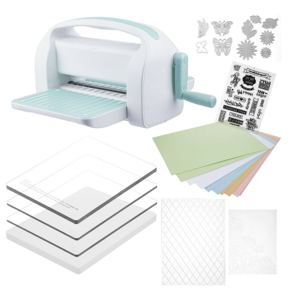 WRVCSS A4 Manual Die Cutting and Embossing Machine ,9inch openning,Perfect for Card Making,White&Teal