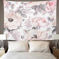 thumbnail image 2 of Tapiz de 150x100cm, flores y hojas rosas y grises, patrón Floral de acuarela, decoración de pared para el hogar, colgante para sala de estar y dormitorio, 2 of 4
