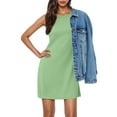 thumbnail image 4 of PiGOGI Women's Solid Dress - Sexy Round Neck Sleeveless Casual Comfortable All Occasion Flowy Boho Dress Green, 4 of 9