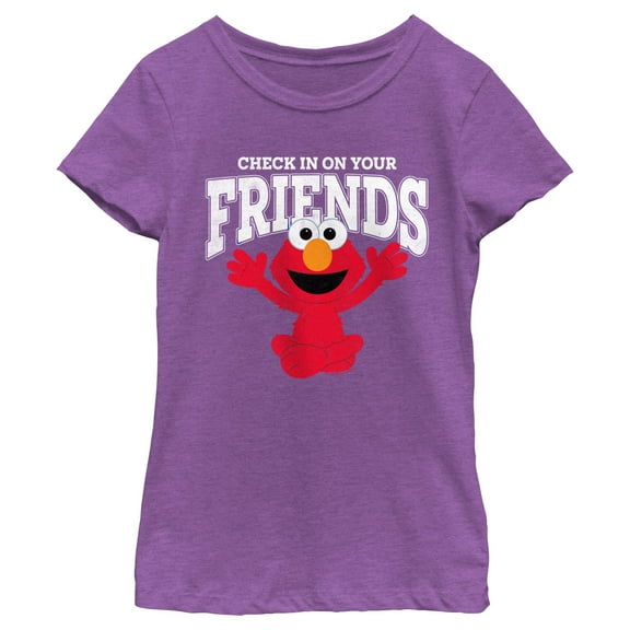 Girl's Sesame Street Check In On Your Friends Cute Elmo  Graphic T-Shirt