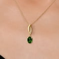 thumbnail image 3 of Gem Stone King 14K Yellow Gold Green Chrome Diopside and Lab Grown Diamond Pendant Necklace for Women | 1.23 Cttw | Gemstone Birthstone | Oval 8X6MM | With 18 inch Chain, 3 of 6