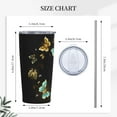thumbnail image 3 of 20oz Tumbler With Lid And Straw, Gold And Brass Butterflies Vacuum Insulated Iced Coffee Mug Reusable Travel Cup Stainless Steel Water Bottle, 3 of 6