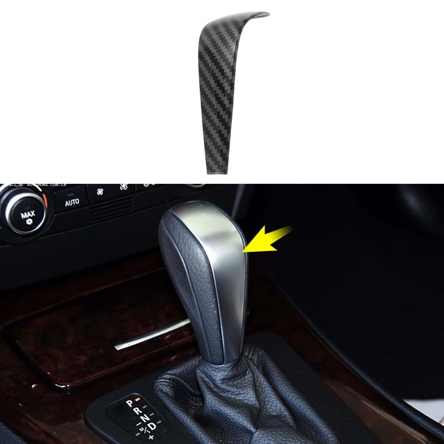Cubierta del botón de la palanca de cambios ABS Unique Bargains para BMW 1 3 Series Z4 X1 E90 E92 E93 E87 2005-2012 Negro fibra de carbono