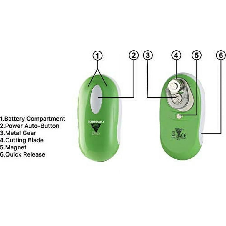 Tornado F4 Can Opener - New and Improved - Safest, fastest, Easiest  Hands-Free Can Opener (Lime)