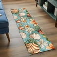 thumbnail image 4 of Ocean Seashell Area&nbsp;Rug 2x6ft Nautical Coastal Watercolor Sea Shell Seaweed Flower Non-Slip&nbsp;Washable Square&nbsp;Rugs Soft Felt Indoor Floor Mat for Bedroom Kitchen Living Room Bathroom, 4 of 9