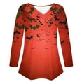 thumbnail image 4 of CLOISE Halloween Tee Shirts for Women Fashion Halloween Bat Print Tops Long Sleeve V-Neck Shirts Button Elegant Casual Comfy Blouses Boo Season Outfits Gift, 4 of 5