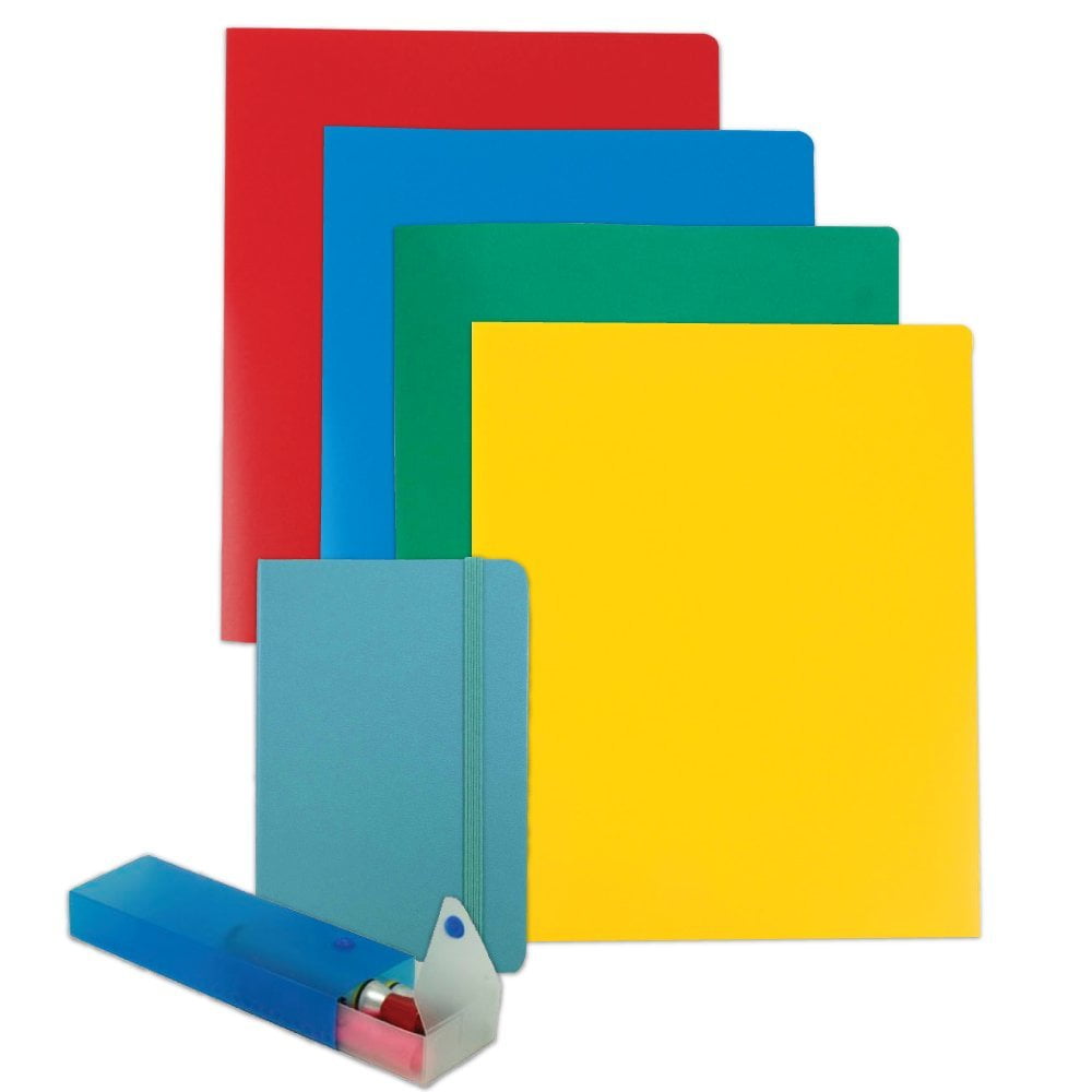 JAM Back To School Assortments Blue 4 Heavy Duty Folders Blue 