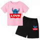thumbnail image 3 of Conjunto de verano de algodón con bonitos dibujos para niños y bebés, camiseta de dos piezas con pantalones cortos y manga corta informales para niñas, 3 of 5