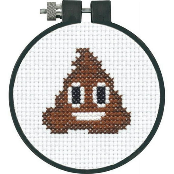 Dimensions 72-75071 3 in. Pile of Poo Emoji - Counted Cross Stitch Craft. 11 Count