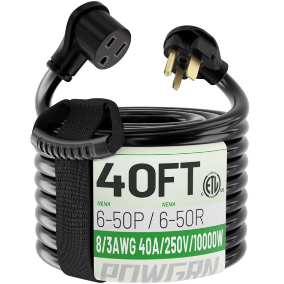 Cable de extensión para soldador POWGRN, 40 pies, calibre 8, 250 V, NEMA 6-50