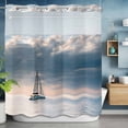 thumbnail image 2 of Summer Ocean No Hook Shower Curtain with Snap in Liner Blue Sea Sky Dark Cloud Nautical Sailboat Seascape Waterproof Bathroom Shower Curtain with See Through Top Window for Bathtub 72" x 72", 2 of 9