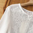 thumbnail image 6 of Enjoytime Button Down Shirts for Women Imitation Linen Embroidered Solid Color Blouses 3/4 Sleeve Round Neck Business Casual Tops, 6 of 8