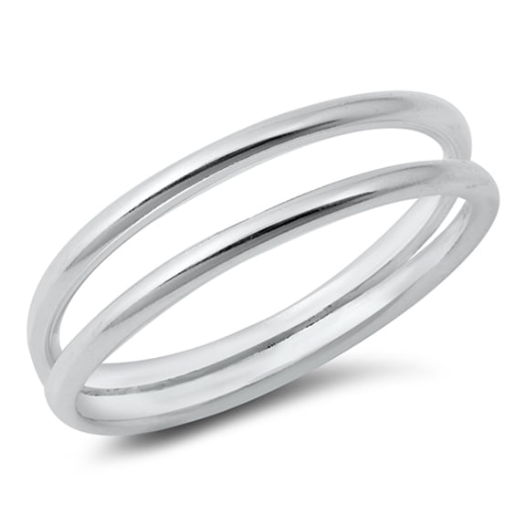 Double Band High Polish Stacking Ring .925 Sterling Silver Band Jewelry Female Male Unisex Size 4