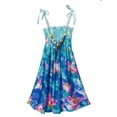 thumbnail image 4 of Runhomal Robe d'Été Sans Manches pour Filles, Robe Décontractée à Fleurs, Bretelles Spaghetti, Robe Tournante, Robe de Plage, Robe de Fête Bleue 160, 4 of 6