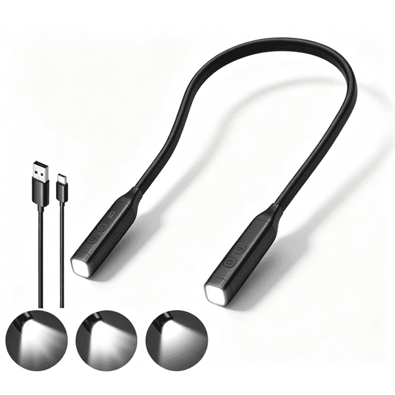 Reading light for books in bed Book Light 3-Color Bendable Neck Light, 80-hr Lasting Rechargeable book accessories for reading lovers, Perfect in Bed, Knitting, Repairing, Book Lovers Gifts