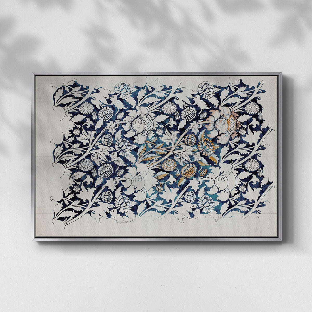 Vintage Abstract Print-XXVII Framed in Silver Wood Gallery Wrapped Canvas 17 in. x 25 in.