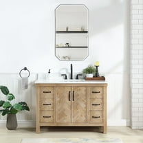 Javier 48" Bath Vanity in Spruce Antique Brown with White Grain Stone and Mirror