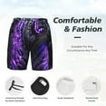thumbnail image 3 of Naloa Purple Plant White Tiger Print Men Swim Trunks with Compression Liner ,Board Shorts,Men's Swim Shorts with Drawstring and Elastic Waistband-Small, 3 of 6