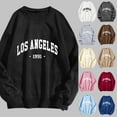 thumbnail image 2 of Womens Sweatshirts Vintage Los Angeles Monogrammed Hoodless Sweatshirt Long Sleeve Crewneck Top Streetwear Crewneck Sweatshirts Women L, 2 of 3
