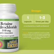 Natural Factors Betaine HCL 500 mg, Supports Healthy Digestion and a Healthy Microbiome, 90 Capsules