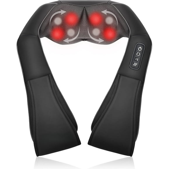 Masajeador Shiatsu para cuello y hombros - Masajeador de espalda con calor, almohada de masaje eléctrico con amasamiento profundo para cuello, espalda, hombros, pies y cuerpo.
