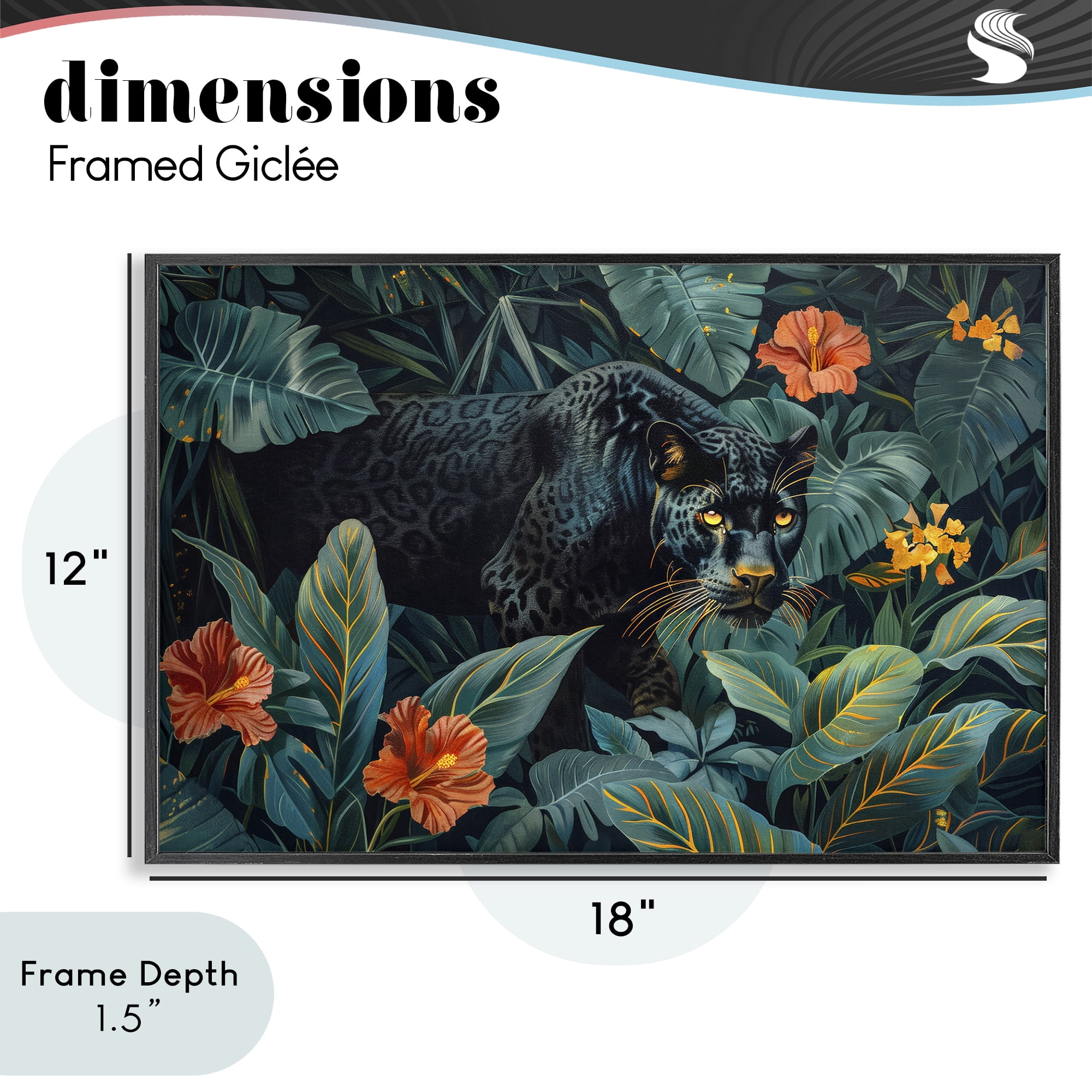 Stupell Industries Panther's Exotic Paradise Black Framed Giclee Art, design by Ray Powers