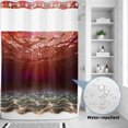 thumbnail image 2 of No Hook Shower Curtain, Red Ocean Waves Shower Curtains for Bathroom with See Through Top Window, Summer Beach Coastal Abstract Waterproof & Washable Bath Curtain 60"x72", 2 of 9