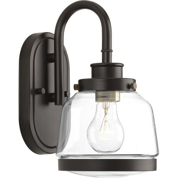 Progress Lighting Judson 1-Light Bath Vanity in Antique Bronze with Clear Schoolhouse Globe Shade