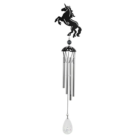 FC Design 25" Long Metal Black Horse Wind Chime Statue Sculpture Ornament Decoration Home/Room/Garden Decor and Unique Gift Ideas for Housewarming, Holidays and Birthdays