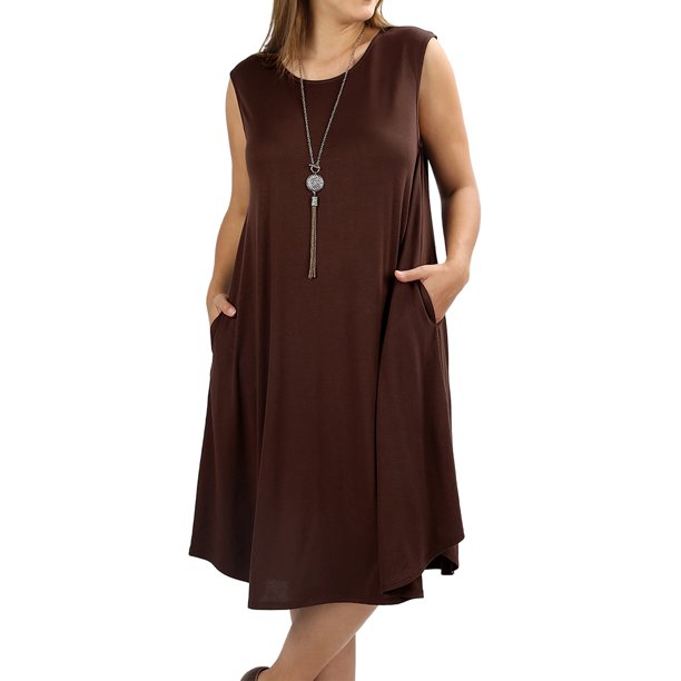TheLovely Women & Plus Sleeveless Round Neck Knee Length Tunic Swing