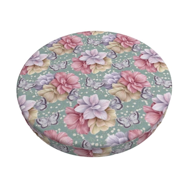 Balery Watercolor Butterflies Fundas de asiento para taburete de bar redondo de tela de terciopelo ajustables que protegen de arañazos y manchas para sillas de 14 a 17 pulgadas.-13 inch