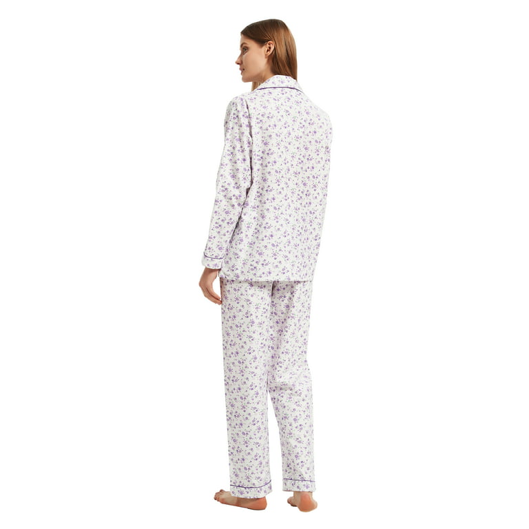 GLOBAL 100% Cotton Comfy Flannel Pajamas for Women 2-Piece Warm