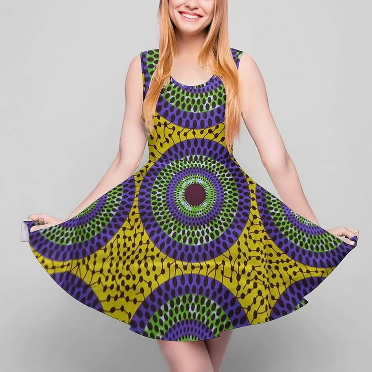 African Ankara Pattern Women s Summer Dress 2022 Mini Sundress Cute Swing Printed Walmart