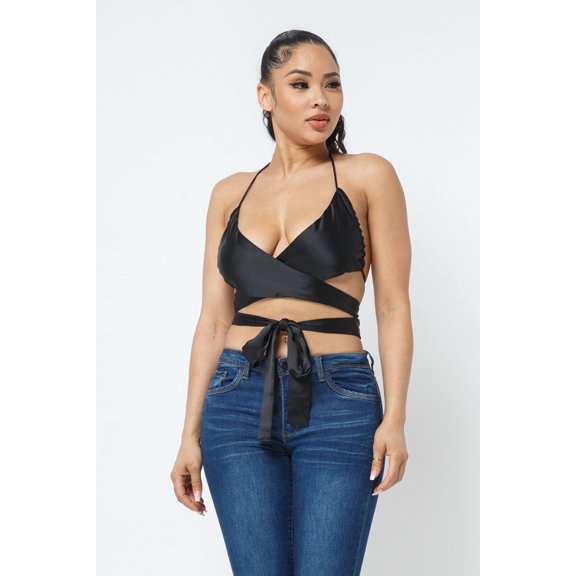 Satin Wrap Around Top M
