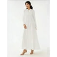 thumbnail image 3 of Textured Crew Neck Maxi Dress with Buttons, 3 of 6