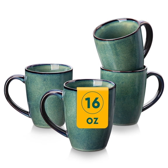Coffee Mugs Set of 4, 16oz Coffee Cups Set with Handle, Ceramic Tea Mugs for Kitchen, Latte Mugs for Coffee,Cocoa, Tea