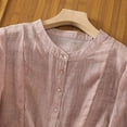 thumbnail image 5 of MIXUE Womens Summer Tops Solid Color Round Neck Botton Long Sleeve Retro Loose Tshirts Outwear,Pink,L, 5 of 9