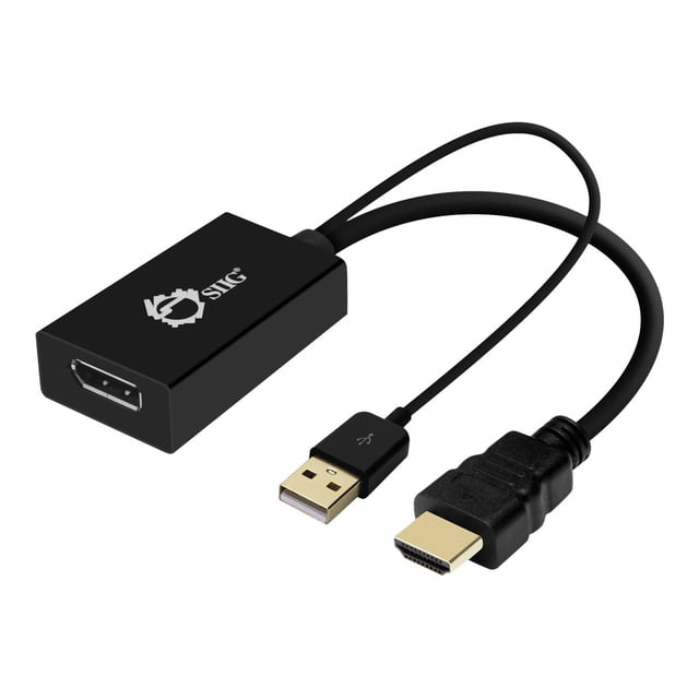SIIG 4Kx2K HDMI to DisplayPort Converter Adapter for HDMI Equipped Systems to Connect to DP, Compliant with HDMI 1.4, DP 1.2, & HDCP - Ultra HD, USB Powered (CE-H22W11-S1)