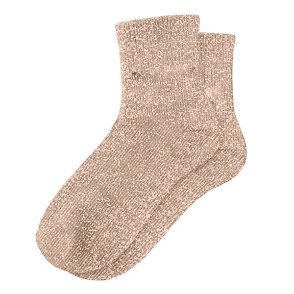 MIASHUI Sparkly Solid Color Slouch Socks Fashionable Mid Calf Hosiery For Daily Wear Casual Outfits Comfortable Stretch Knee High Socks For Women Khaki